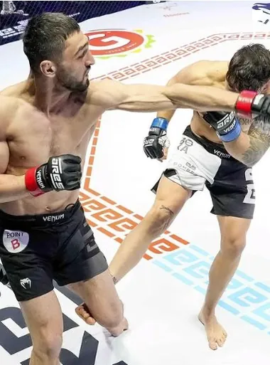 Live fight on custom Ares Fighting Championship printed MMA cage canvas